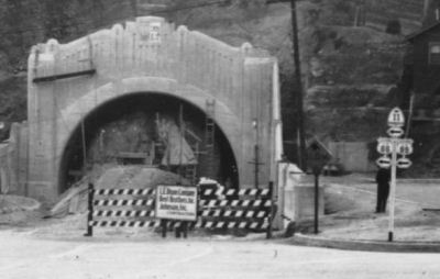 North portal of fourth tunnel on Figueroa Street under construction, Los Angeles, 1935