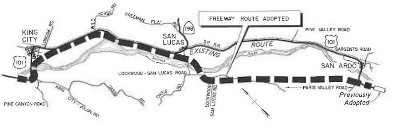 U.S. 101 freeway routing San Ardo to King City