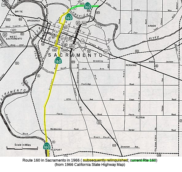 Former Rte 160 routing in Sacramento